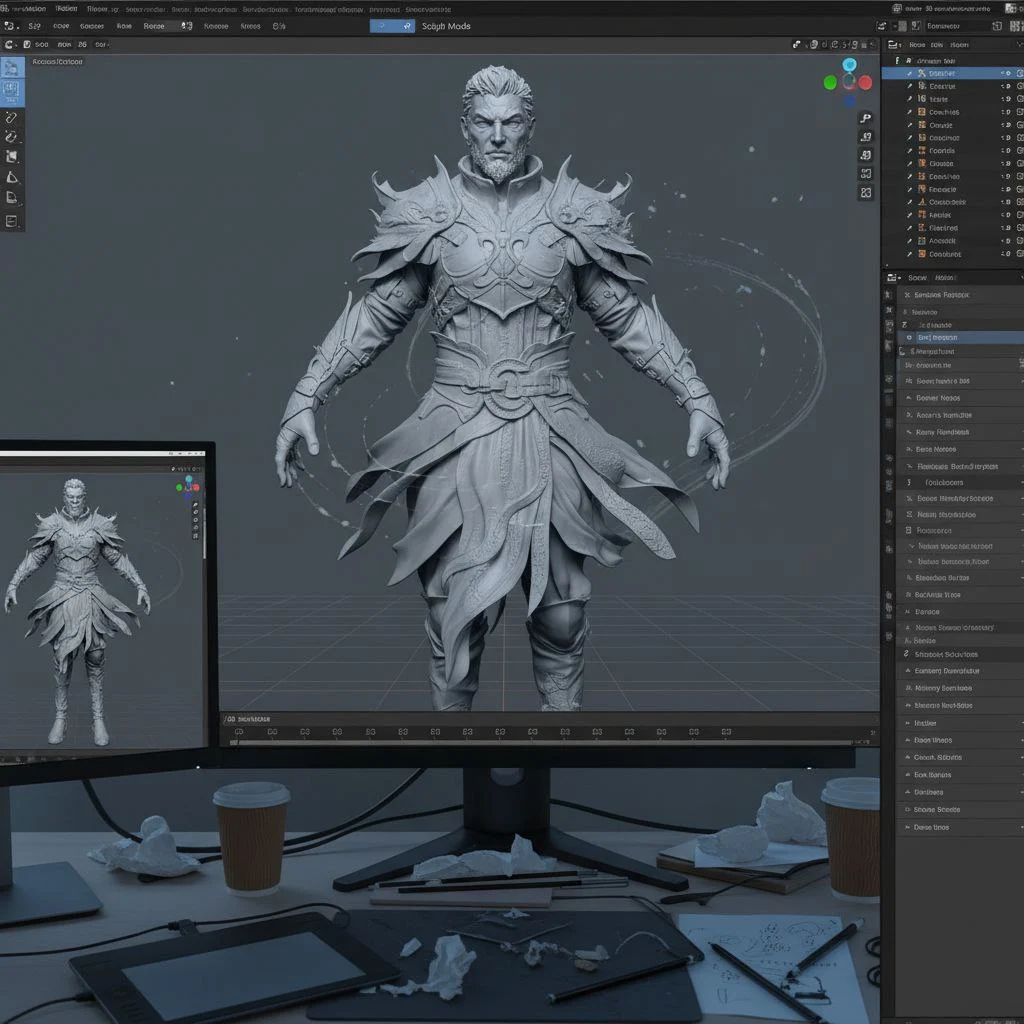 3D digital sculpting of a fantasy jewelry model in Blender