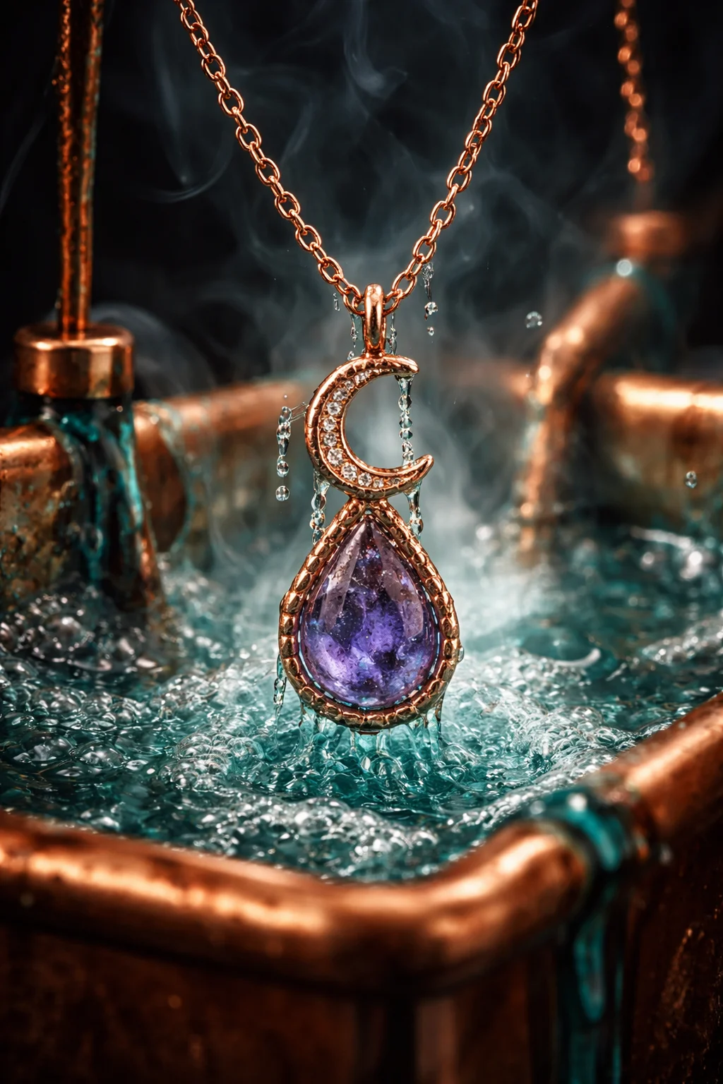 Electroforming process building copper layers on a jewelry piece