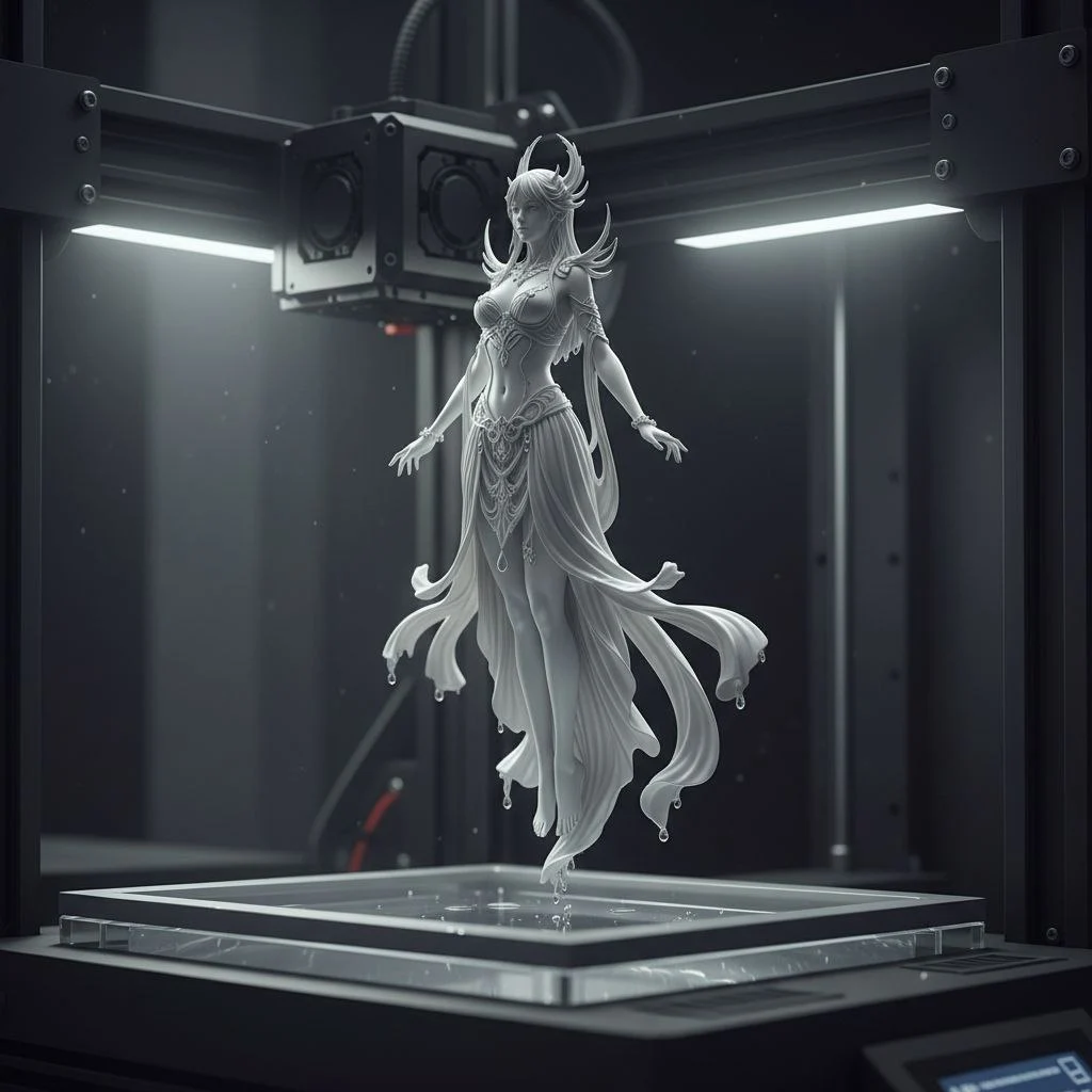 Resin 3D printed fantasy jewelry piece fresh off the printer