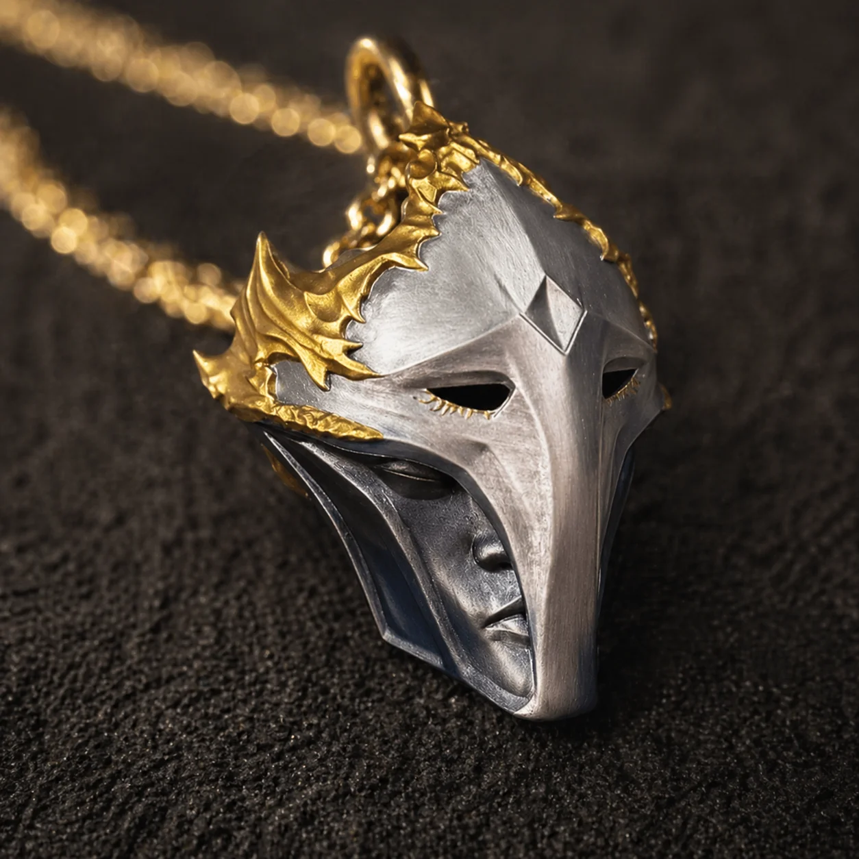 Victor pendant — electroformed fantasy jewelry with gold and platinum finish options